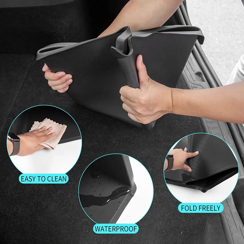 صندوق تخزين جانبي يوضع في الجزء الخلفي من صندوق السيارة ، حجرة شحن ، دلو منظم ، صينية يسار يمين ، صندوق تخزين رزم للتزيين لطراز تسلا Y