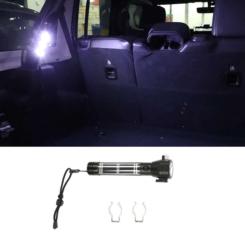 Car LED Flashlight Solar Power Emergency Multifunctional For Jeep Wrangler JL JLU 2018 2019 2020