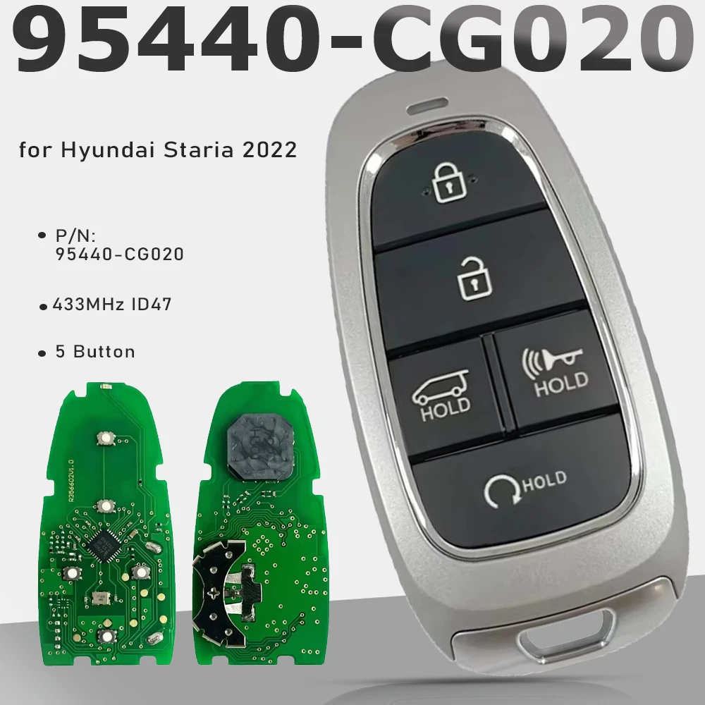 

KEYECU P/N: 95440-CG020, TQ8-F0B-4F27 Умный дистанционный ключ, 5 кнопок, 433 МГц, 47 чипов для Hyundai Staria 2022