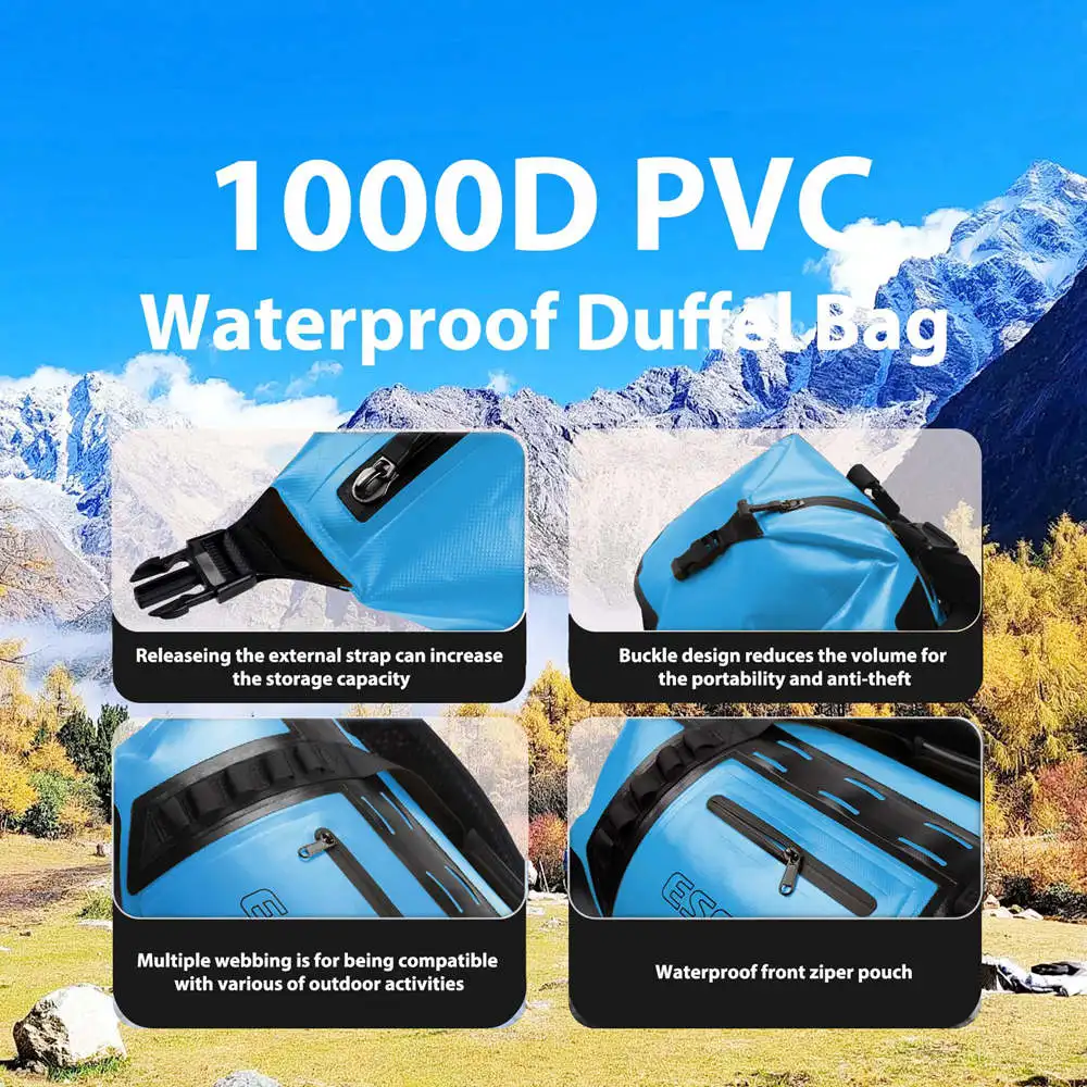 Esone Waterproof Backpack for Women Men 50L Waterproof travel Bag Motorcycle Tail Dry Bags for Camping Boating Kayaking Fishing