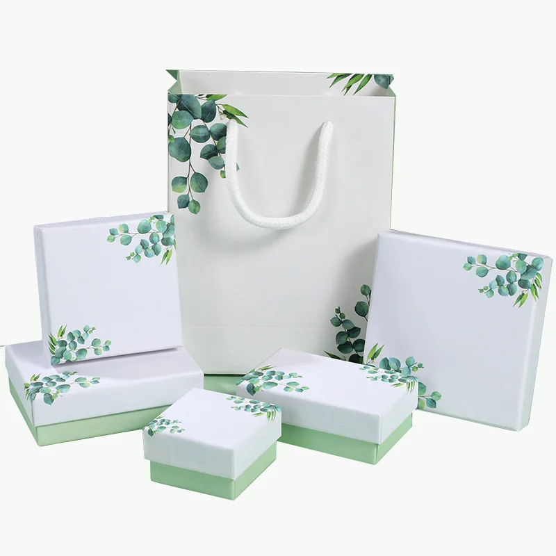 

White Paper Jewelry Box Bracelet Necklace Ring Earring Box Handmde Kraft Wedding Gifts Packaging Box Jewelry Accessories Case