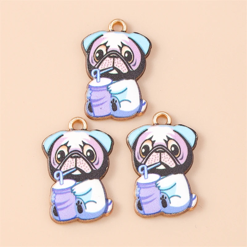20 Stück 15x22mm Cartoon-Tieranhänger, emaillierte Hunde-Anhänger für die Schmuckherstellung, Ohrringe, Halsketten, DIY-Bastelzubehör – Detail 11