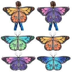 Kids Butterfly Wings Cape Girls Fairy Shawl Pixie Cloak Fancy Dress Costume Gift