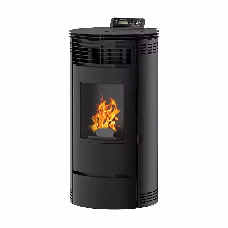 

Modern Indoor Pellet Stove with Remote Control Smokeless Biomass Iron and Cast Iron Heating for Home Villas