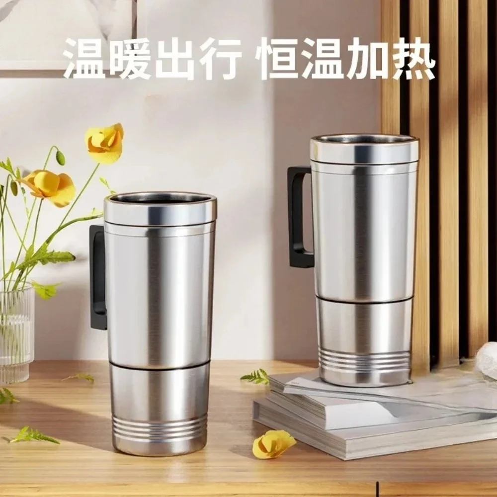 New Car Heating Water Cup Car Heating Thermos Cup 12/24V Electric Cup Stainless Steel Inner Tank Heating Kettle Wear Parts view 4