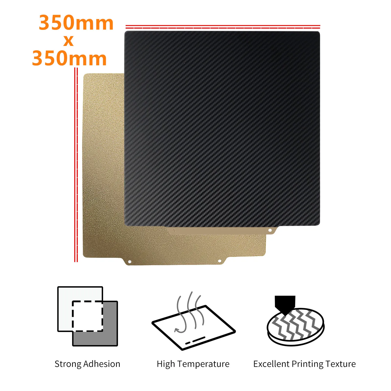 PEI Sheet 350x350mm Hot Bed Build Plate with Smooth PET Textured PEI Magnetic Base for 3D Printer FYSETC Voron 2.4 Build Plate