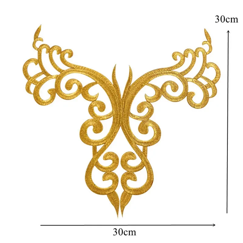 Gold Silver Embroidery Baroque Flower Applique Iron Sew On Patch For Wedding Bridal Gown Clothes Fabric Dress Decor DIY Crafts