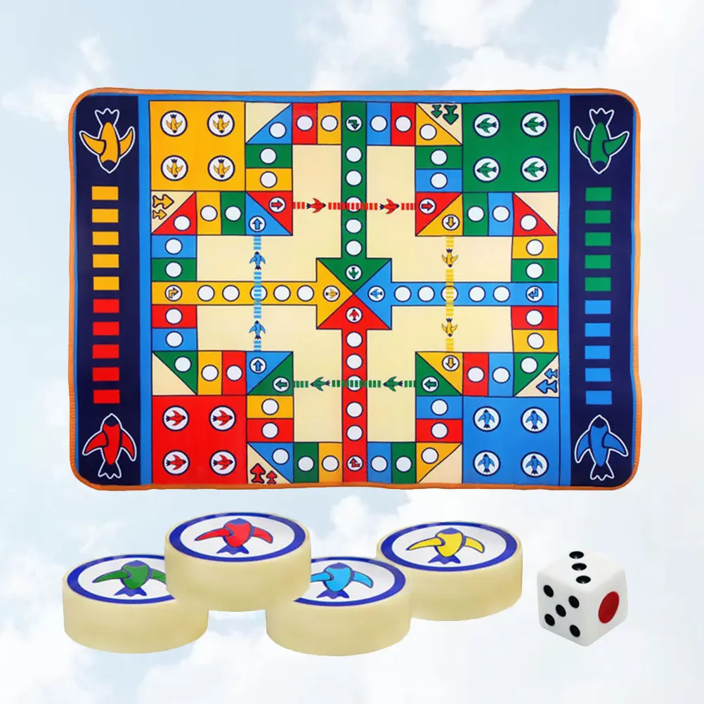 

1 Set Baby Crawl Pad Flying Chess Game Mat Play Rug For Kids Family Party Travel Includes Chess Pieces Train Coordination