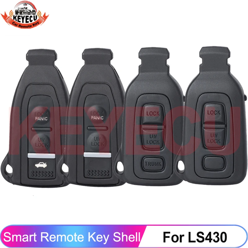 KEYECU 2/3 Buttons For Lexus LS430 2002 2003 2004 2005 2006 Smart Key Shell Case Remote Cover Fob With Uncut Blade HYQ12BZE
