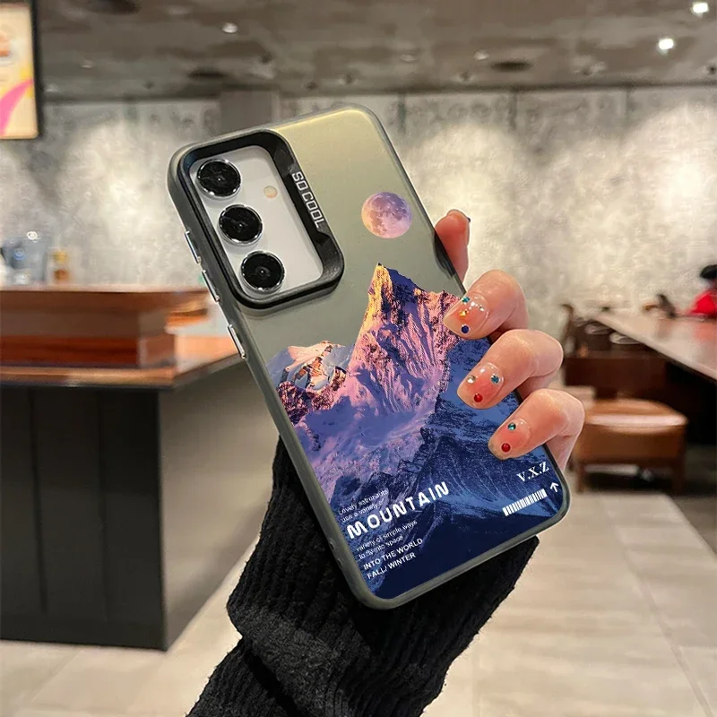 Snow Mountain Popular Phone Case For Samsung A56 A55 A54 A36 A35 A34 A26 A25 A24 A16 A15 A14 Laser Hard PC+TPU Cases Back Cover