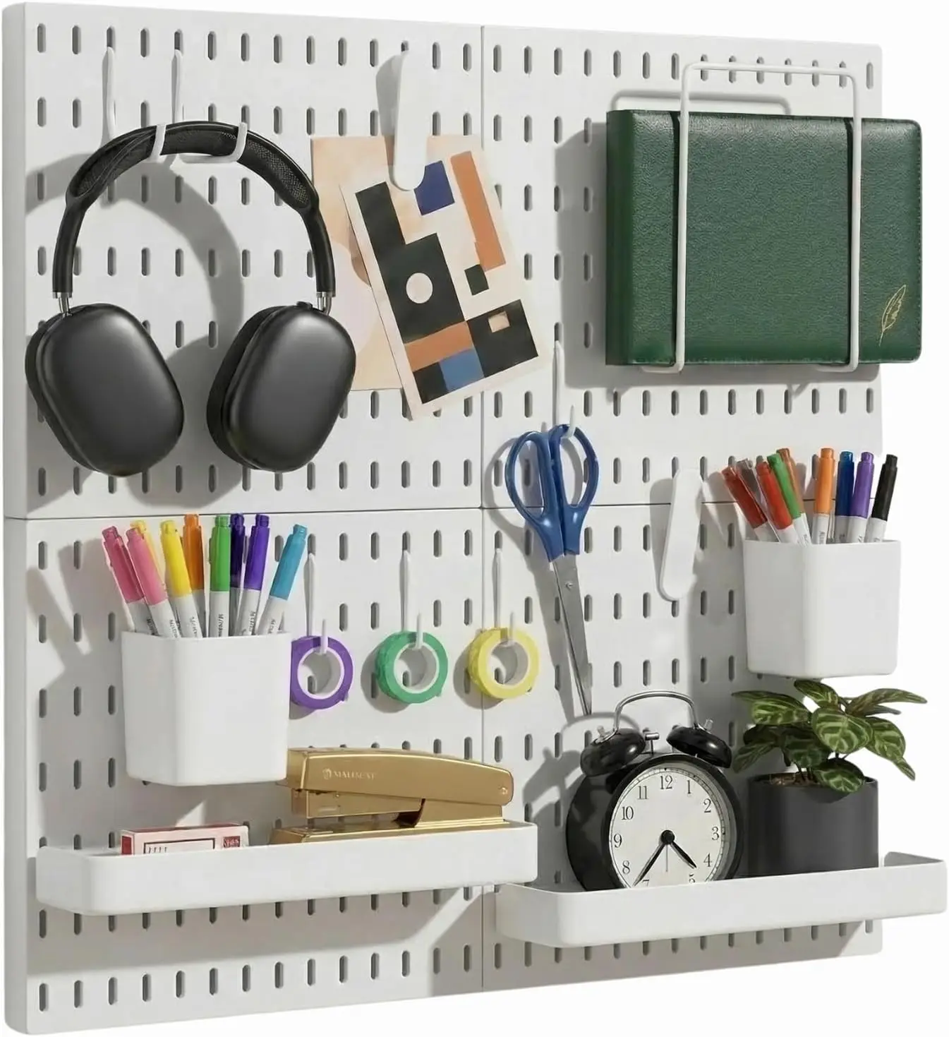 

Пластиковые перфорированные панели, модульная система хранения для домашнего офиса, мастерской, игровой комнаты (белые, 22"x22")