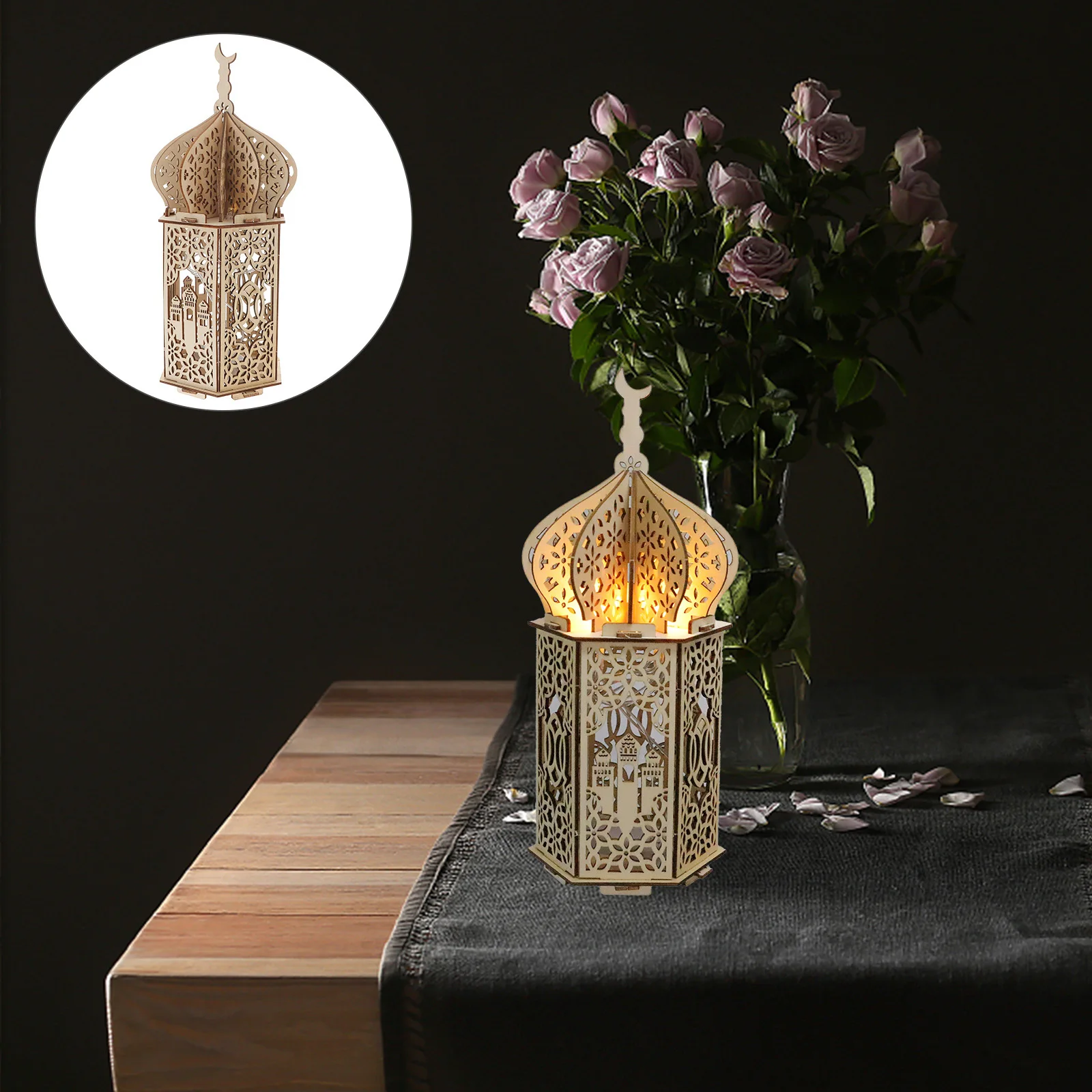 

Ramadan Mubarak Wooden Eid Mahal Decorative Night Light for Bedroom Party Festival LED Small Night Light LED Lights