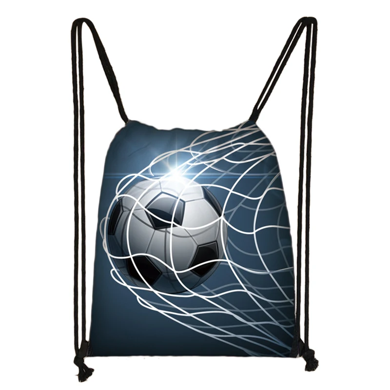 Soccer Print Drawstring Backpack, Soft Shell & Durable, Kids & Teens Shoe Storage Bag