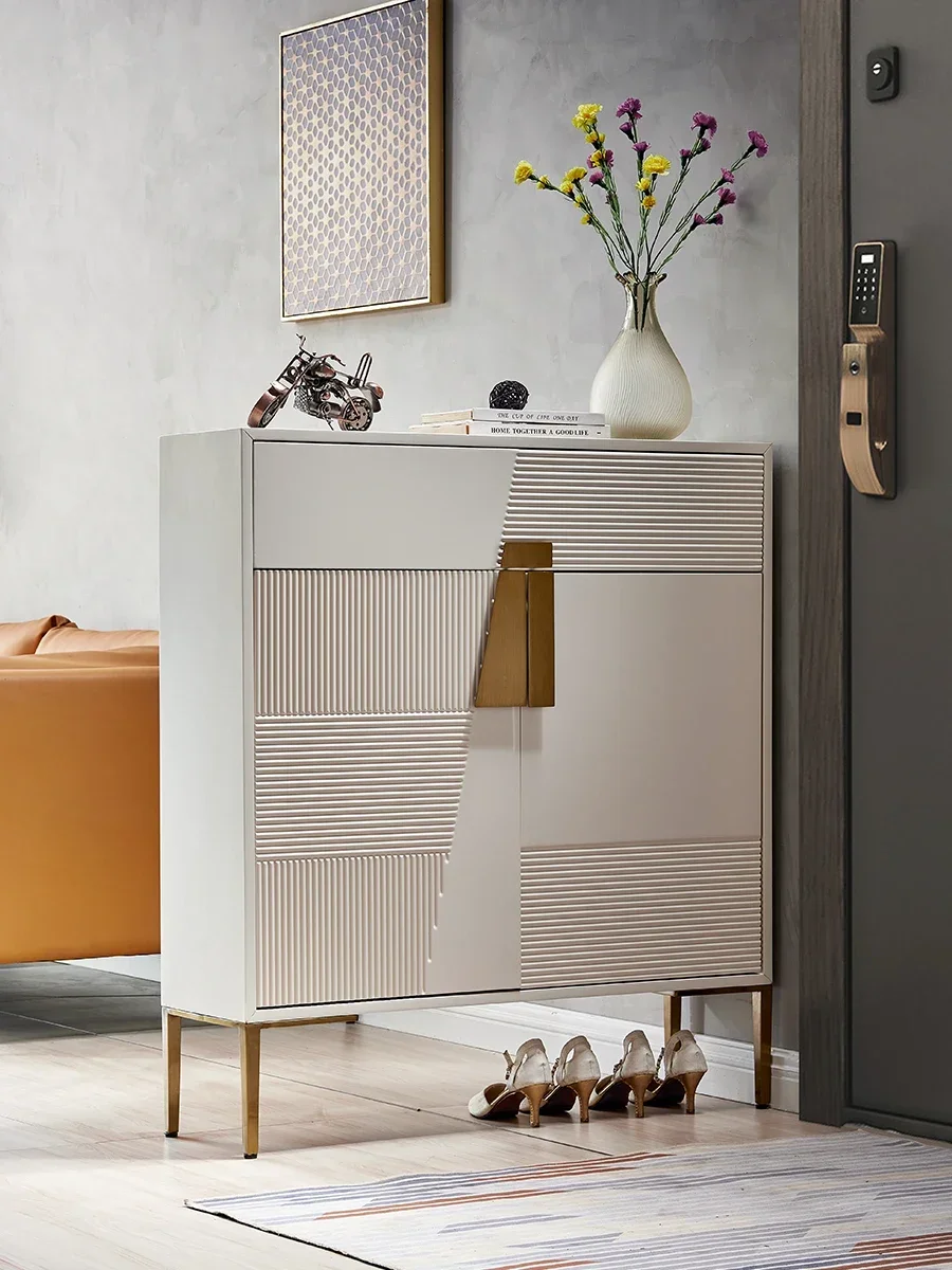Slim Shoe Cabinet Home Entrance Cabinet Large Capacity Locker Modern Side Cabinet Partition Curio  Wall-Mounted