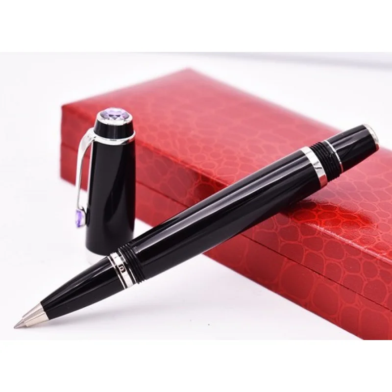 

Классическая ручка-роллер A+ Crocodile, коробка для ручек для письма с черным сапфиром и серебряным кольцом