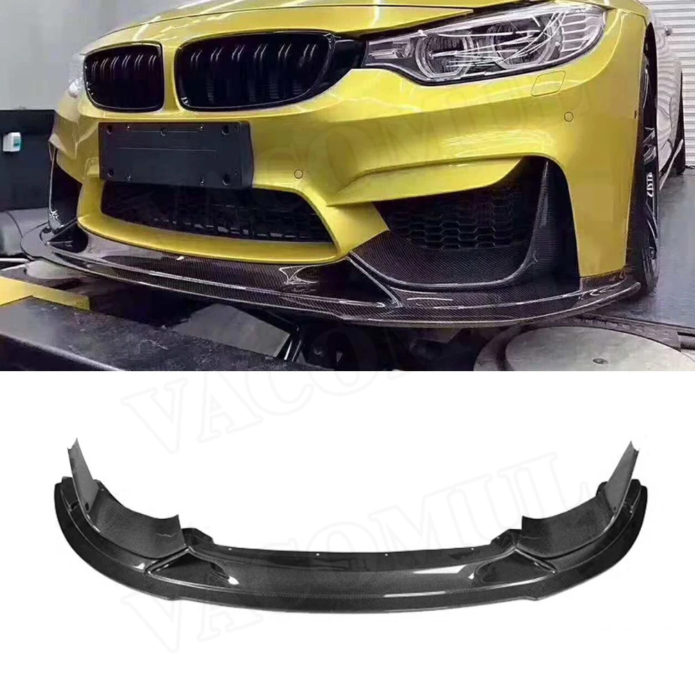 VACOMUL For M3 M4 Carbon Fiber Car Front Bumper Lip Spoiler Splitters for BMW 3 4 Serises F80 M3 F82 F83 M4 2014-2017 R Style