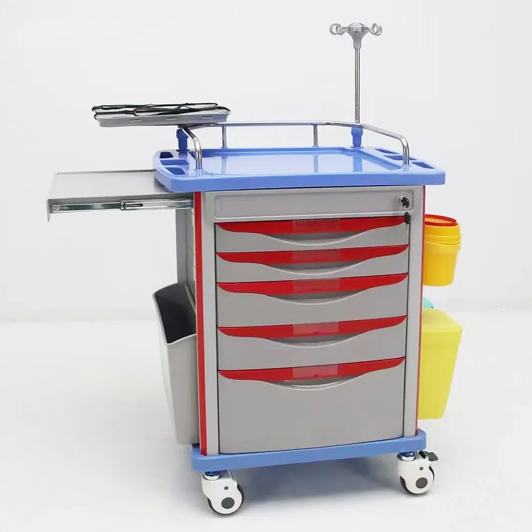 

Customized Medical Hospital Stainless Steel and ABS Mobile Emergency Medical Cart Trolley