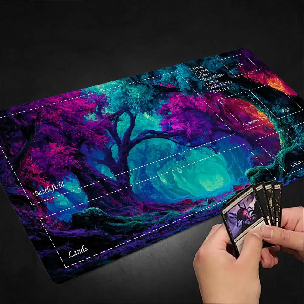 

Mysterious Magical Forest MTG Playmat Magic Card Mat with Stitched Edge Non-Slip Durable Tabletop playmat Board Game Mat for TCG