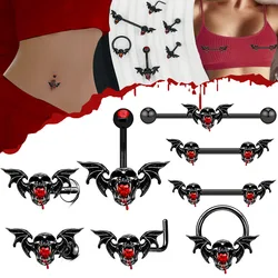Halloween Devil Lip Studs Ghost Head Breast Rod Nipple Rings Piercing Nose Tragus Navel Rings Industrial Piercing Earrings