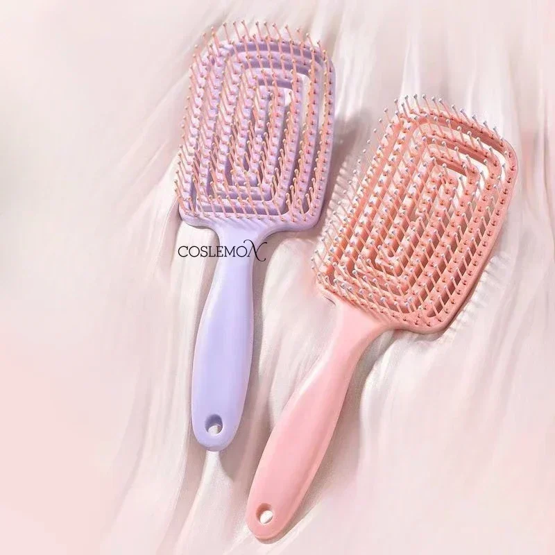 Hair Comb for Women Pink Purple Hollowing Out Hairbrush Scalp Air Cushion Massage Fluffy High Cranial Combs Barber Styling Tool