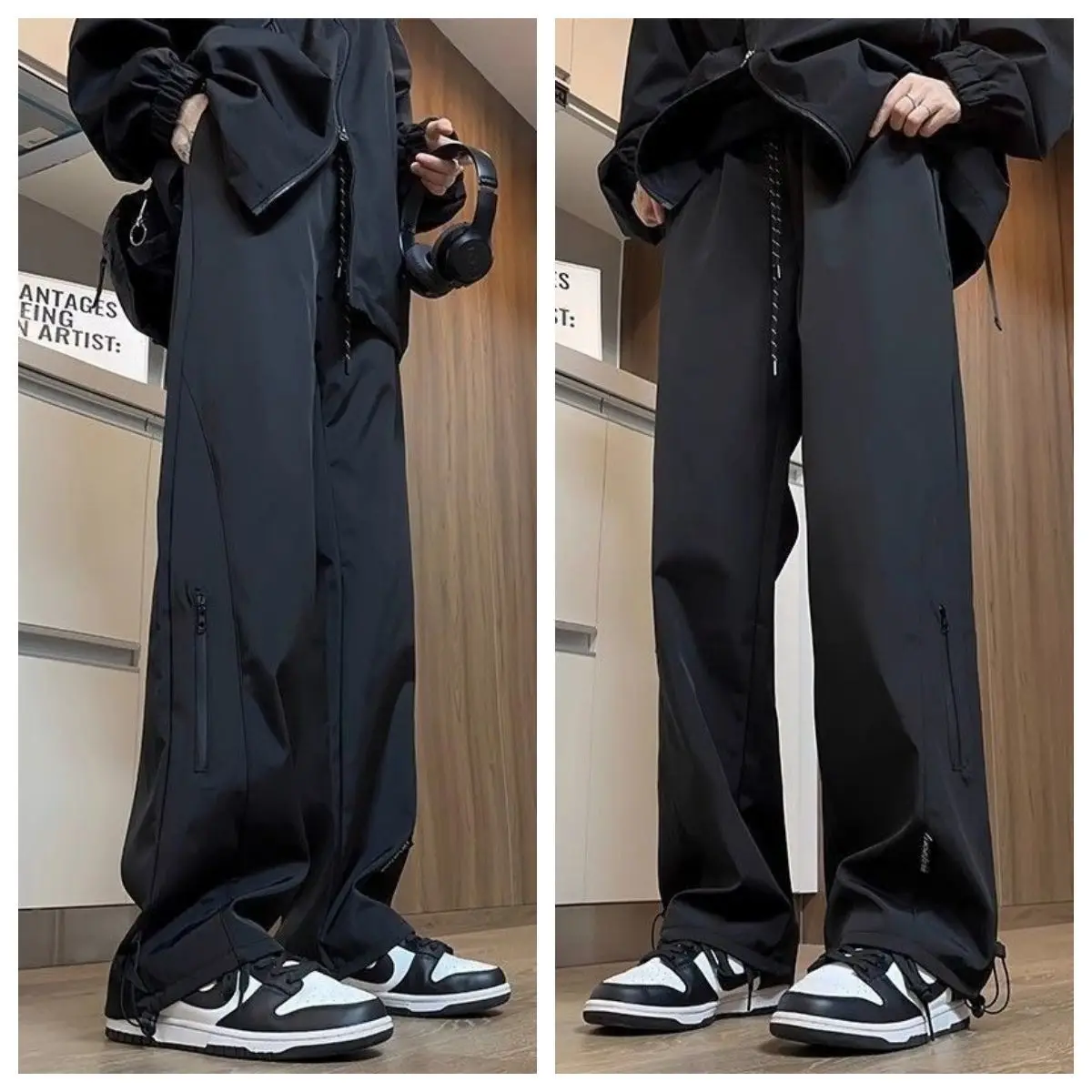 

Утепленные флисом водонепроницаемые повседневные брюки свободного кроя для активного отдыха, прямые штаны для походов, рабочая одежда, осенне-зимняя мода