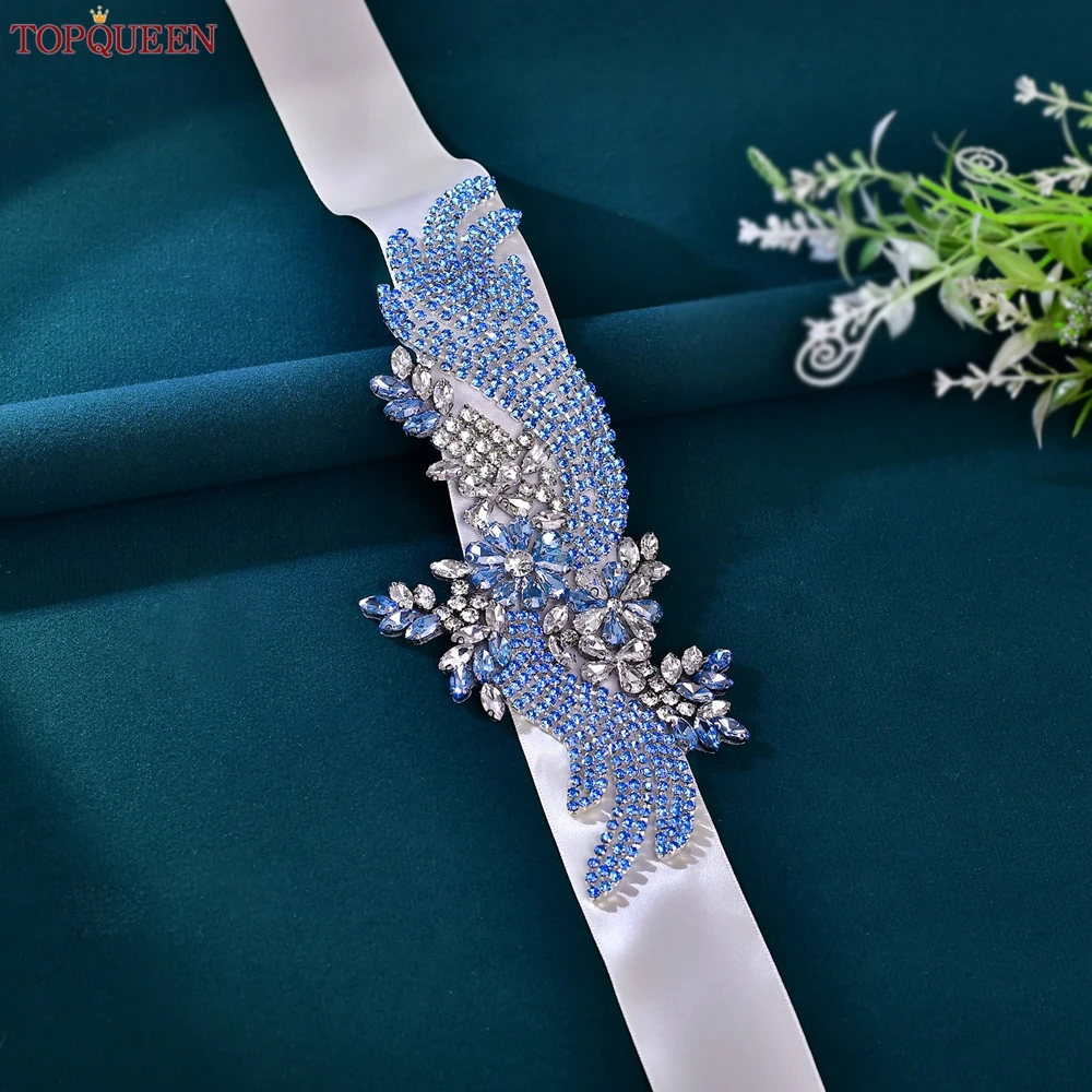 TOPQUEEN Bruids Bruiloft Riem Betaalbare Decoratieve Lint Strass Sjerp Damesaccessoires Moederschap Plus Size Riem S273