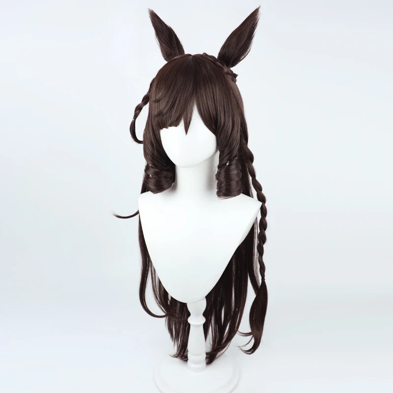 Perruque de Cosplay synthétique de jeu animé Uma Musume, jolie Derby Daiichi Ruby, avec queues d'oreille, fête de jeu de rôle, Fiber résistante à la chaleur