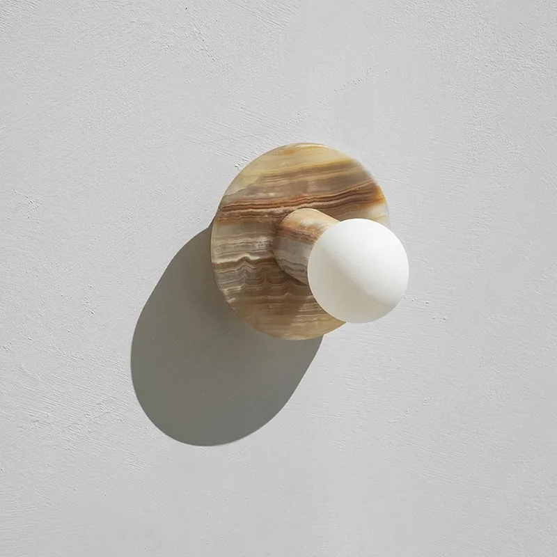 

100% Natural Marble Mid-Century French Wabi-Sabi Wall Lamp for Dining, Bedroom & Study Decor