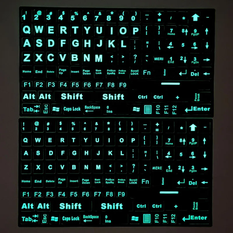 SR ENGLISH 2 Language Full Keyboard Smooth Black Background Standard Keyboard Sticker Letter Film for PC Laptop Accessories