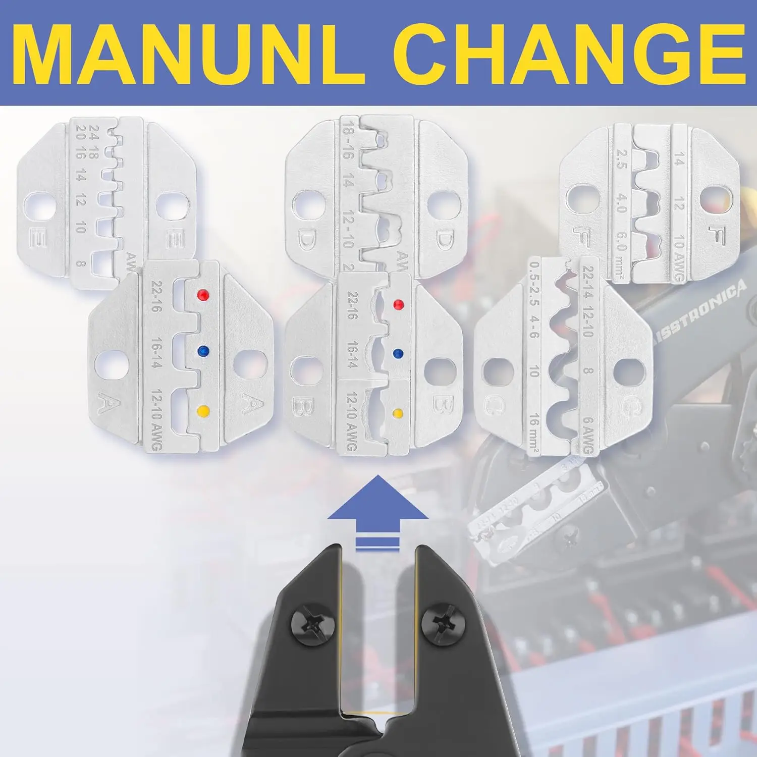 6PCS Ratchet Wire Crimping Tool Set for Heat Shrink, Insulated, Non-Insulated Terminals and Solar Connectors