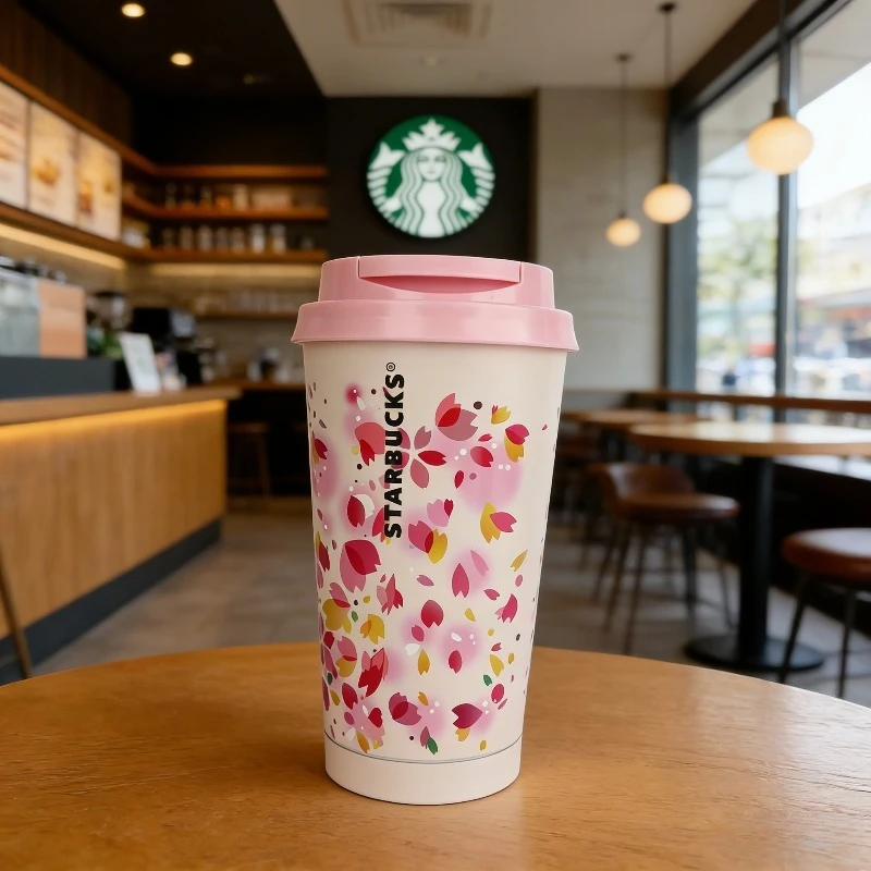 Taza Aislada Starbucks Fashion Cherry Blossom World, Botella Térmica de Acero Inoxidable 304, Regalo Ideal para la Familia
