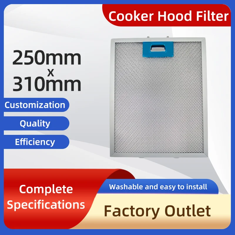 Grease Filter 250 X 310mm Range Hood Filter Exhaust Suction Aluminium Aspirator Filter Mesh Range Hood Parts