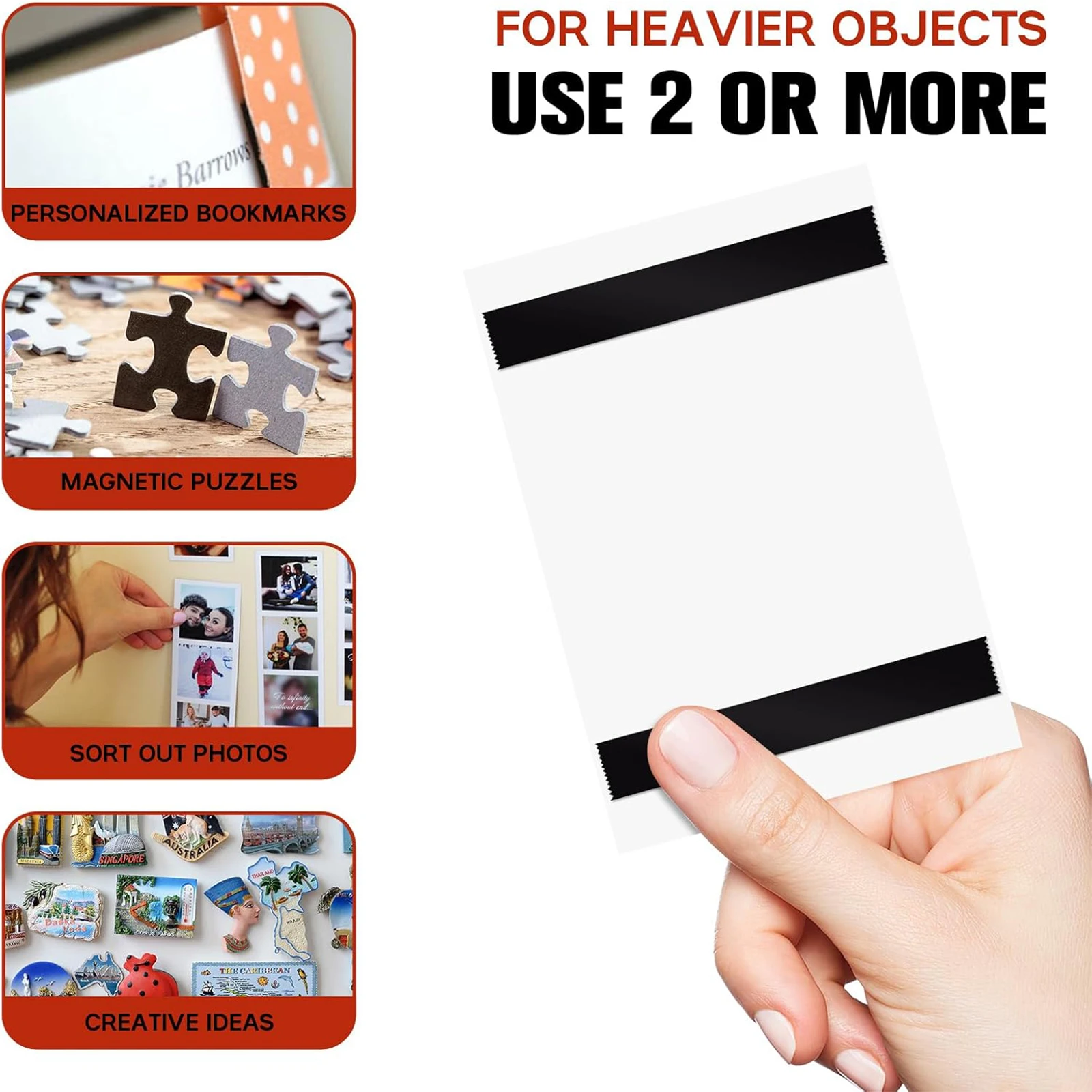Magnet Tape Roll Flexible Strong Magnetic Strip with Adhesive Backing, for DIY Craft Projects Fridge Board Home Office Use, 3M view 4