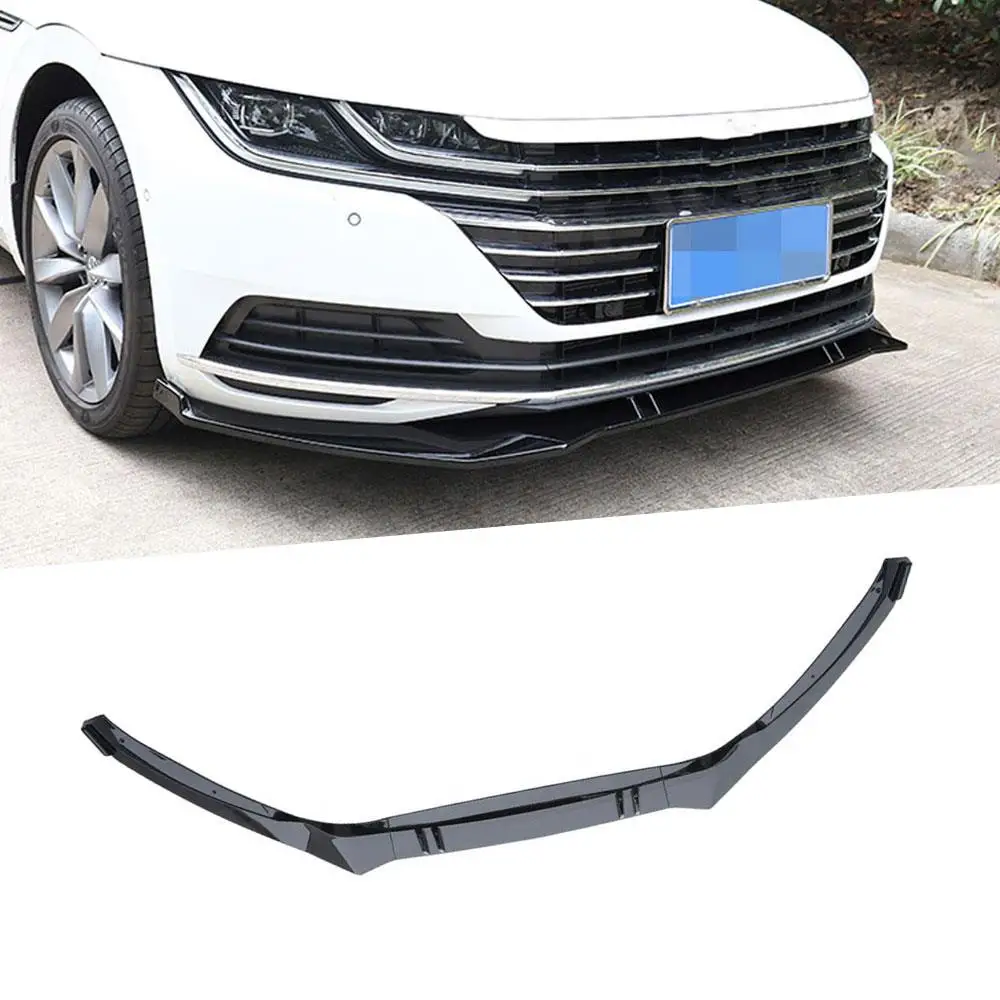 

JCYECF 3Pcs/Set Front Bumper Lip Spoiler For Volkswagen CC 2019 2020 ABS Black Head Chin Shovel Protector Car Styling