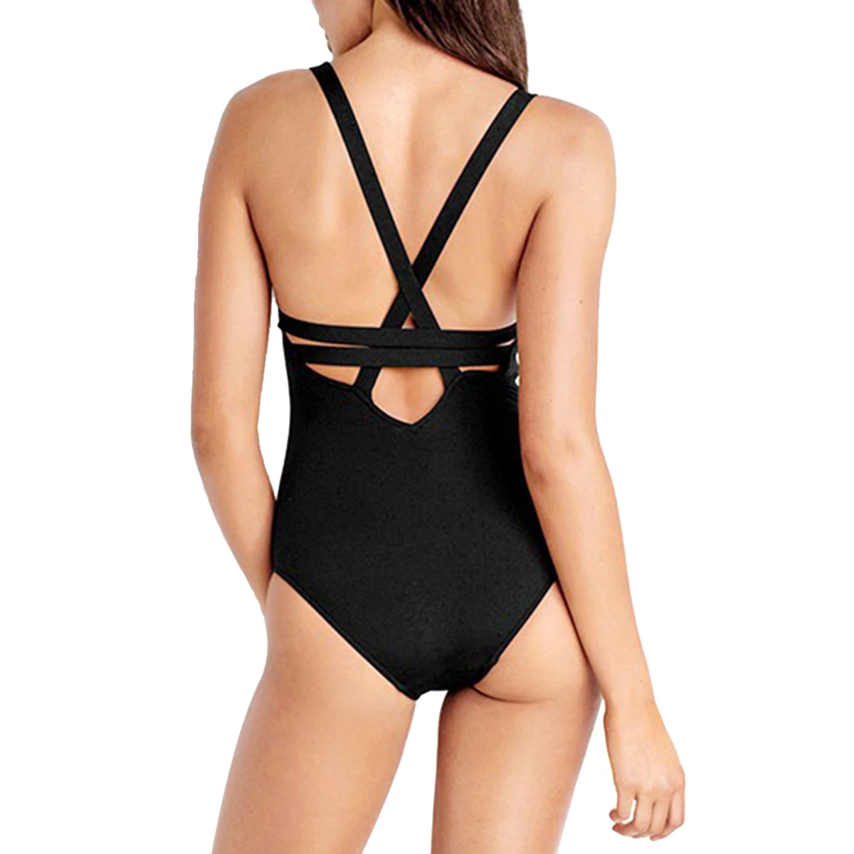 Sexy Women Bodysuit One Piece Swimwear Black Swimsuit Swimming  Bathing Suit Summer Beachwear Monokini