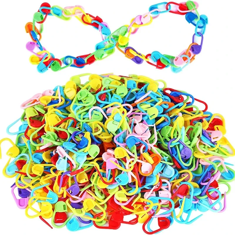 50-500Pcs Colorful Knitting Markers Crochet Clips Plastic Safety Pins For DIY Sewing Craft Stitch Counter Needle Clips