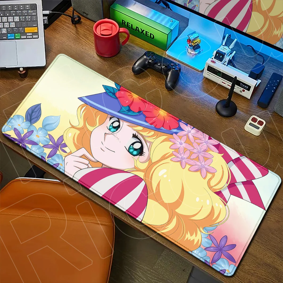 Computer Office Tabletop Mat Gamer Extended Natural Rubber Keyboard Rug C-Candy Candy Kawaii Girl Candice White Ardlay Mouse Pad