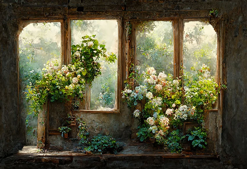 Mehofond การถ่ายภาพพื้นหลัง Retro Garden ภาพวาดทิวทัศน์ดอกไม้สาวผู้ใหญ่ศิลปะภาพตกแต่งภาพฉากหลังสตูดิโอ