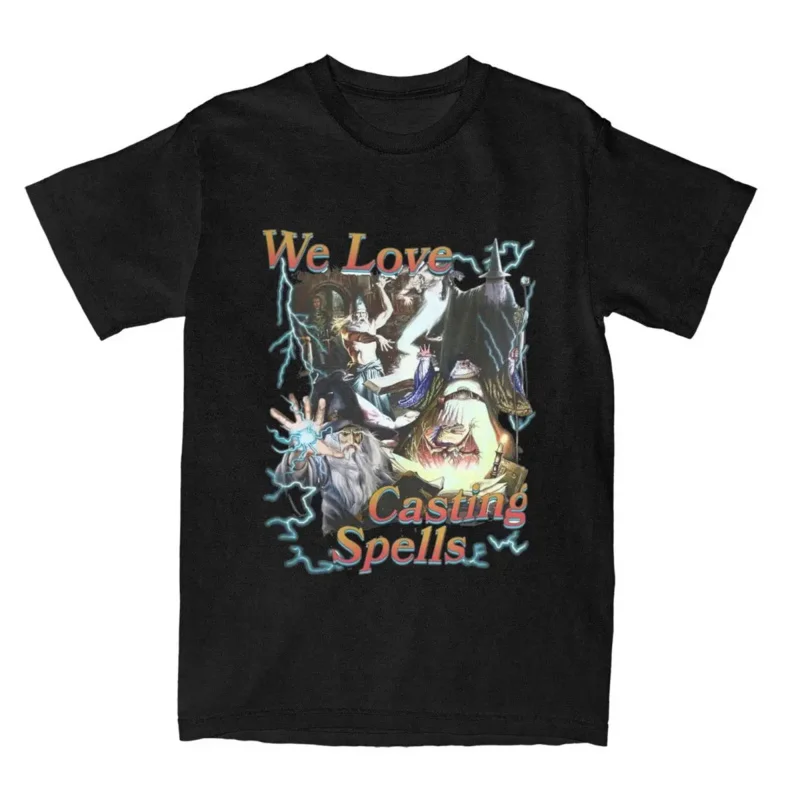 Funny We Love Casting Spells T-Shirt Men Women's Round Collar Cotton Short Sleeve Tee Shirt Summer Tops Large Size T Shirt