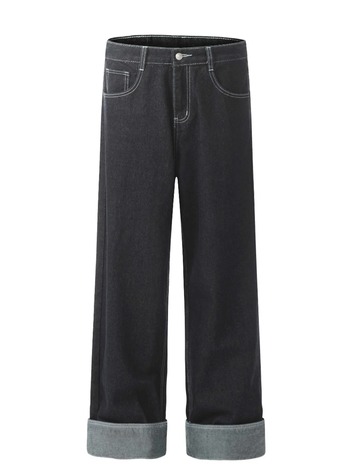 

Джинсы унисекс в стиле ретро-американский дизайн, широкие штанины, износостойкие, из смесового хлопка и полиэстера, молодежный стиль