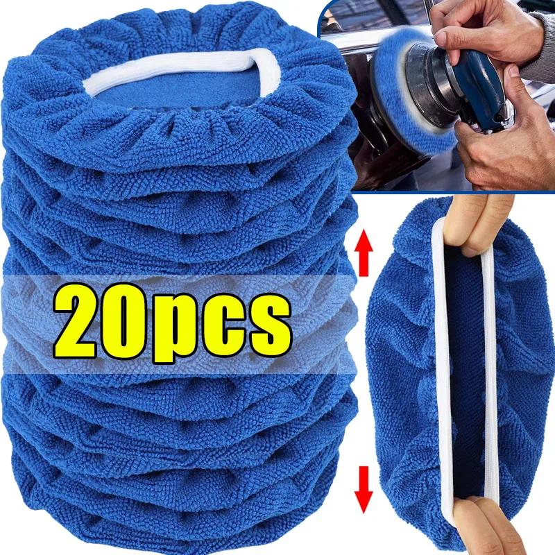 Luva de polimento de cera de carro de microfibra 5-10 polegadas polidor almofada de lavagem buffer manga de depilação acessórios de limpeza de cuidados com o corpo automático
