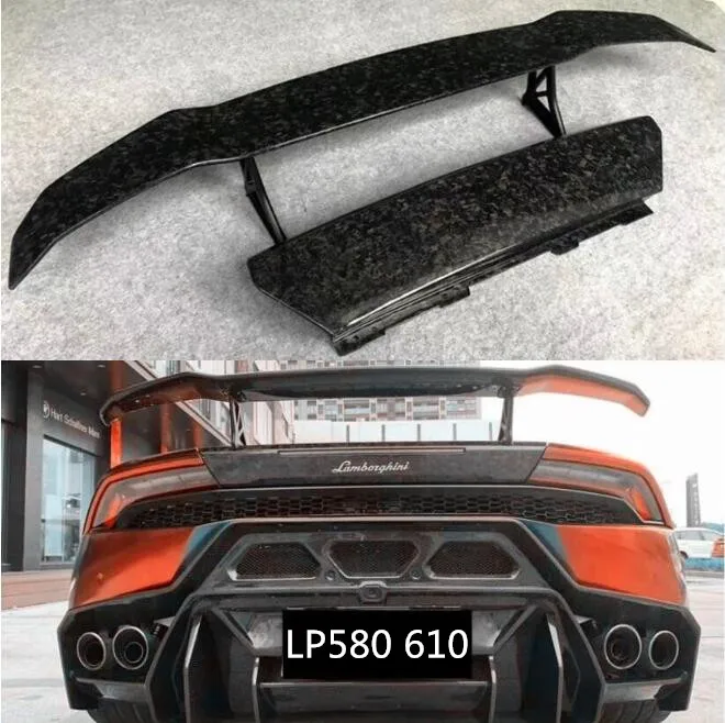 Real Forge /Carbon Fiber Car Rear Wing Trunk Lip Spoiler For Lamborghini Huracan LP580 LP610 2014 2015 2016 2017 2018 2019 2020