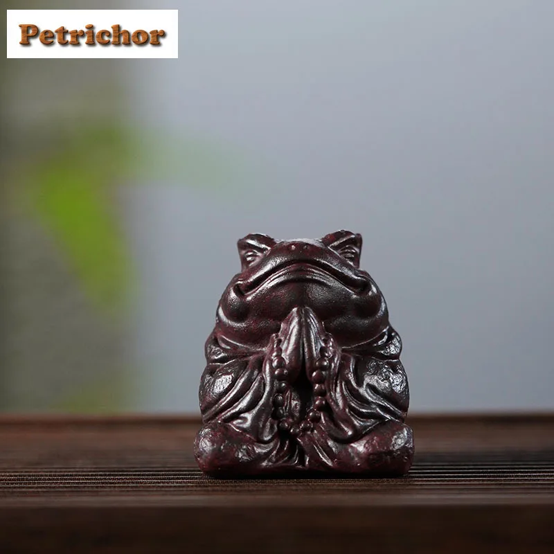Yixing Zisha Toad Immortal Tea Pet Japanese Tea Sculpture Tea Figurine Play Toys Tea Statue Ornaments Drinkware Craftsmanship