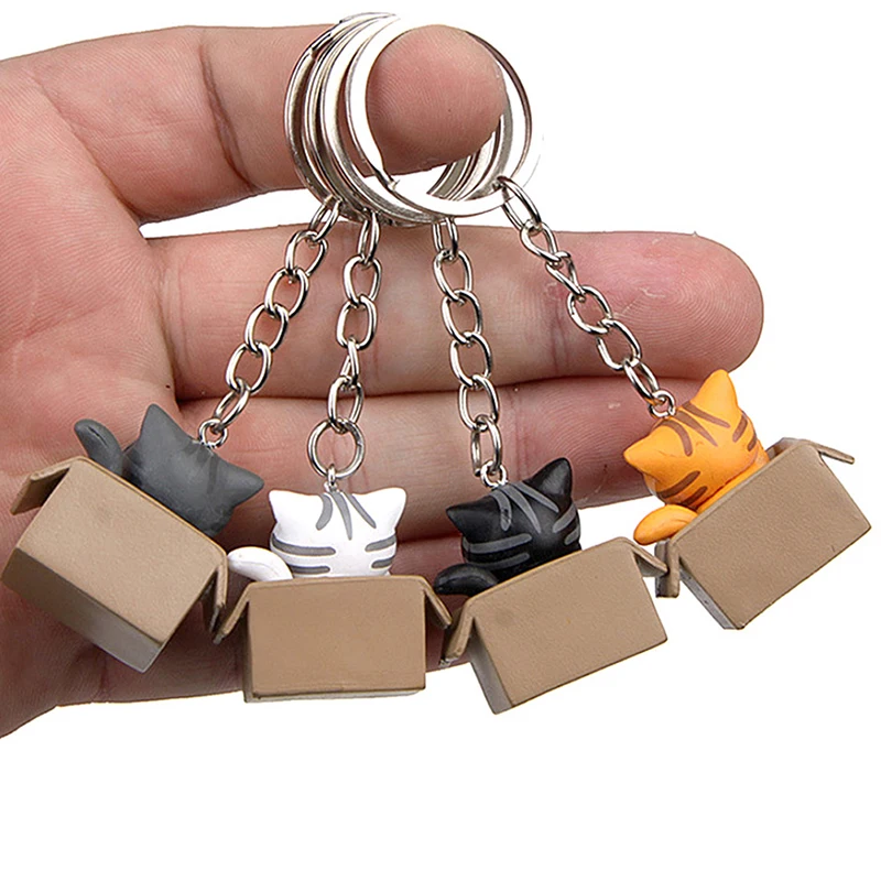 Kreativer, persönlicher, niedlicher Schlüsselanhänger in Form einer kleinen Katze für Damen und Herren, Taschenanhänger, Ornament, Taschen- und Autoschlüsselanhänger – Detail 3