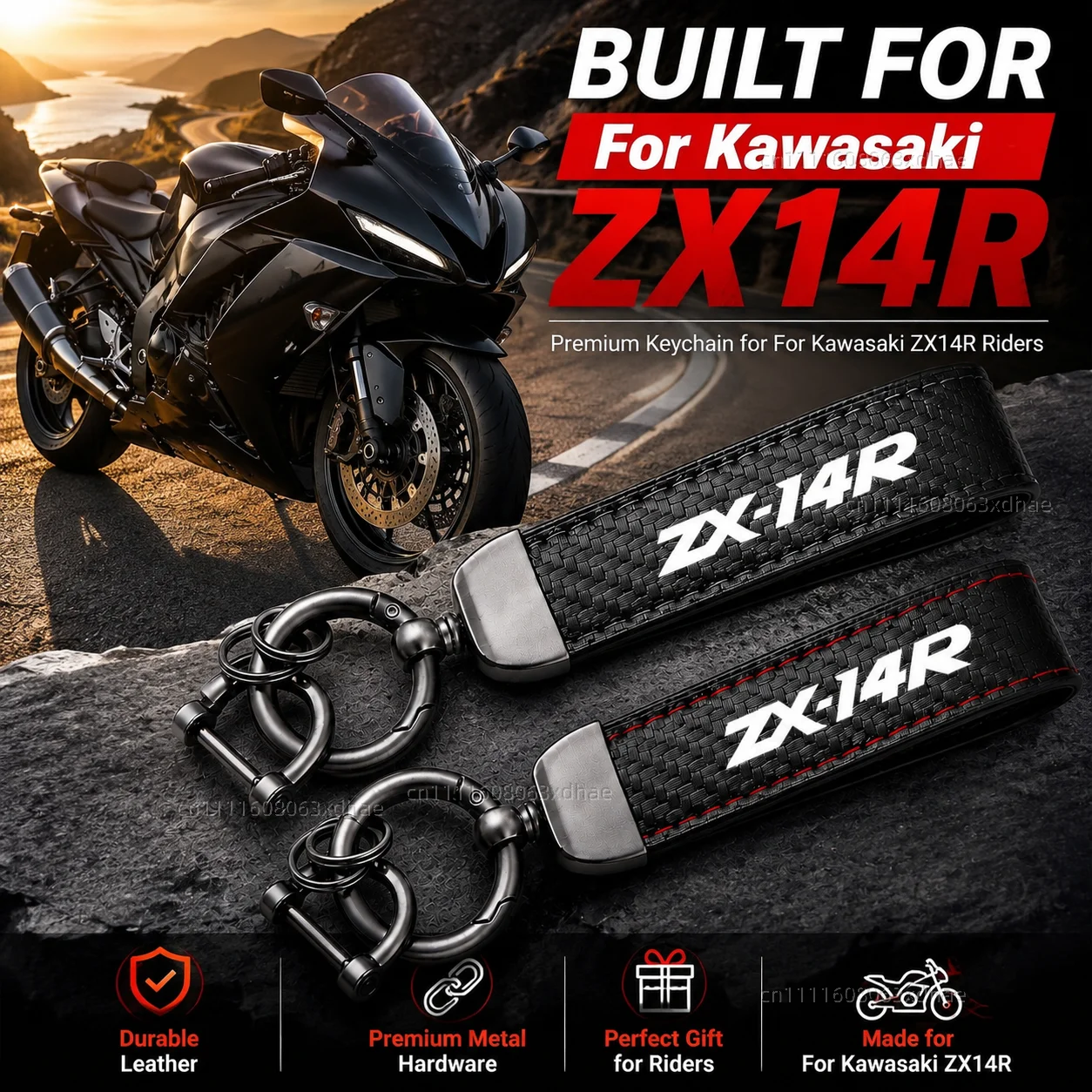 

High-Grade Leather Motorcycle Keychain Holder Keyring Accessories For Kawasaki ZX14R ZX 14R ZX14 R ZX 14 R 2006-2017