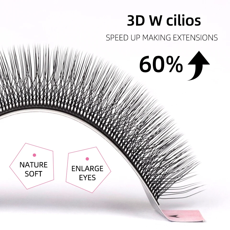 AGUUD Neue 5D W-förmige Wimpernverlängerung, automatisch blühende vorgefertigte Bloom Fans, gewebte Kleeblatt-Wimpern, weiche Feenwimpern aus Faux-Nerz – Detail 12