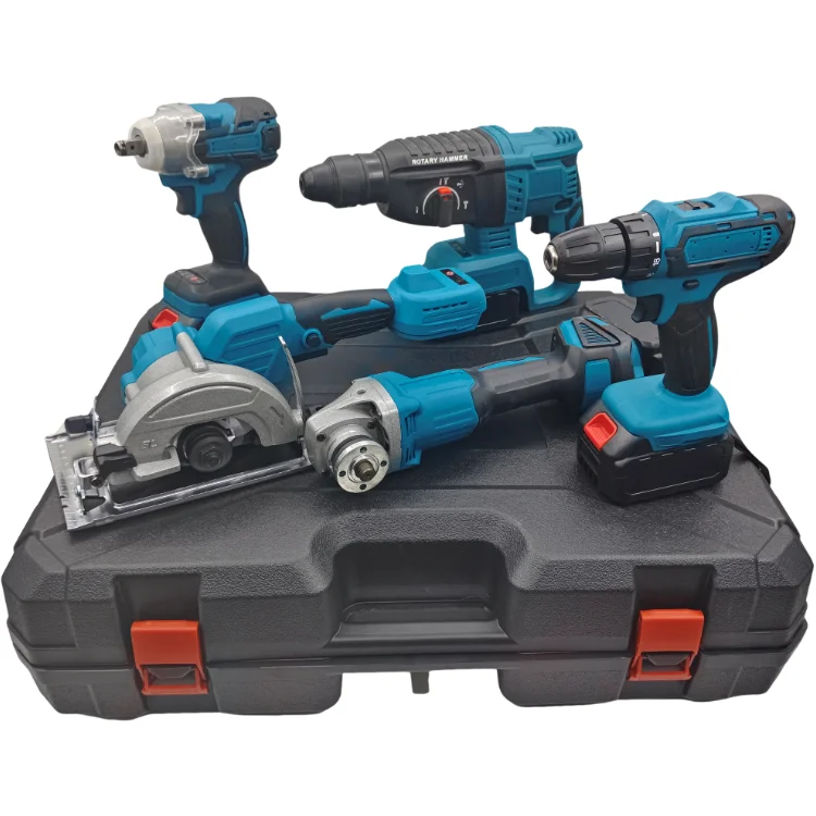 Cordless Power Set Electric Wrench Drill Angle Grinder Hammer Circular Saw-Big Promotion Customizable Hard Case Carbon Steel OEM