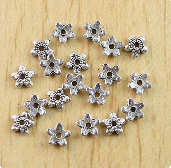 

200pcs 5mm Alloy pendants tibetan silver flower shaped bead caps for jewelry making HWHH0376