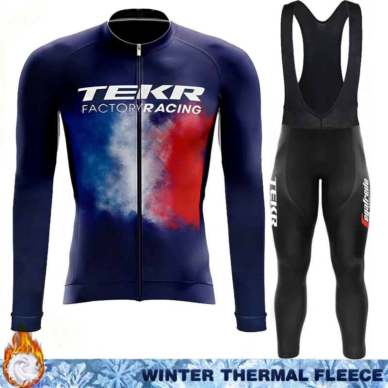 

TEKR Fleece Cycling Jersey Men Mtb Clothing Uniform Man Winter Thermal 2026 Mountain Bikes Men's Bicycles Set Retro Road Maillot