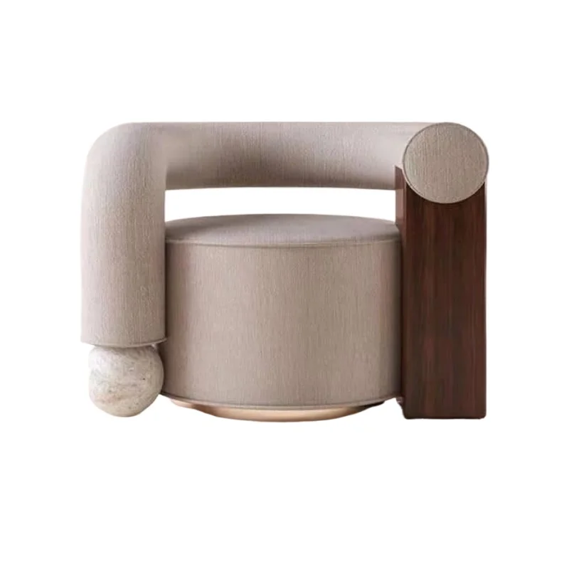 

Nordic modern single sofa chair lightweight luxury tufted wooden armchair marble creative arc